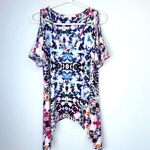 Boston Proper, multicolored, cold shoulder blouse size M